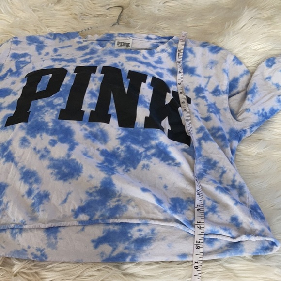 Pink Victoria’s Secret blue white tie dye cropped long sleeve crop top shirt M - Picture 11 of 16